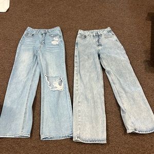 2- pairs of wide leg jeans